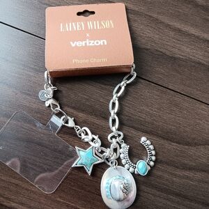 Lainey Wilson x Verizon Silver Charm Phone Chain with Turquoise Accents